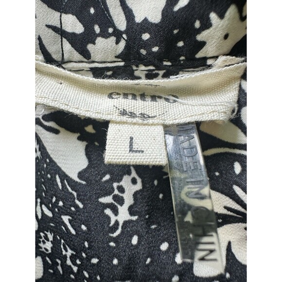 Entro Black Cream Floral Balloon Long Sleeve Button Up Blouse Modest Women LARGE - Picture 7 of 11